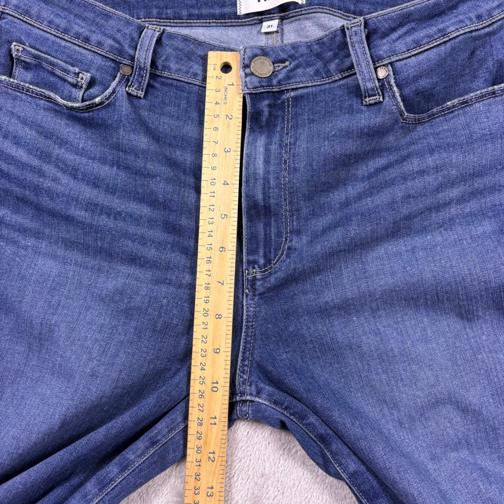 PAIGE Rory Crop Flare Jeans Blue‎ Distressed Raw Hem Size 31 (Msr 32x25) - Picture 11 of 15